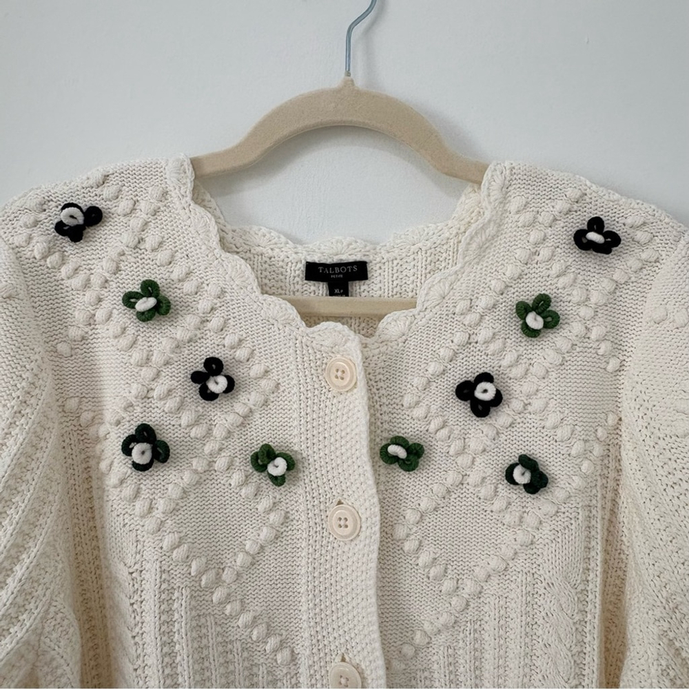 Talbots | Floral Cardigan Sweater | Sz Petite XL | NWOT - Picture 3 of 11